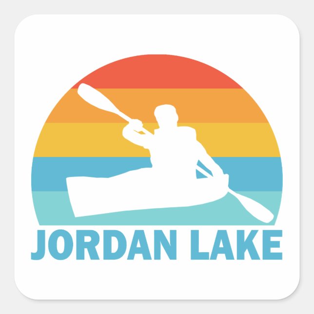 Jordan Lake North Carolina Kayak Square Sticker (Front)