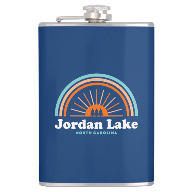 Jordan Lake North Carolina Rainbow Hip Flask (Front)