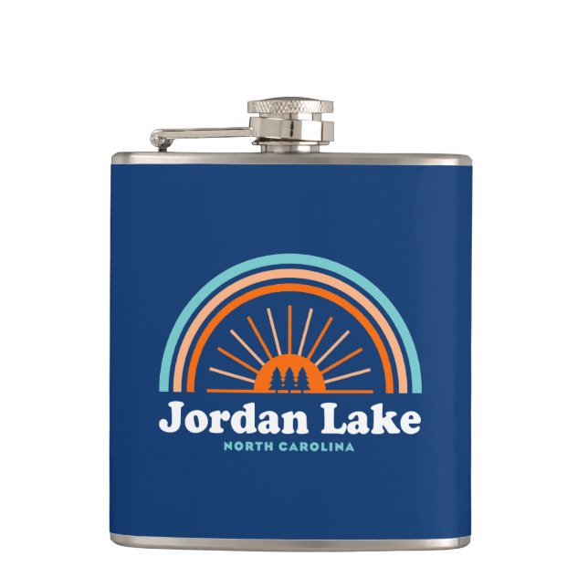 Jordan Lake North Carolina Rainbow Hip Flask (Front)