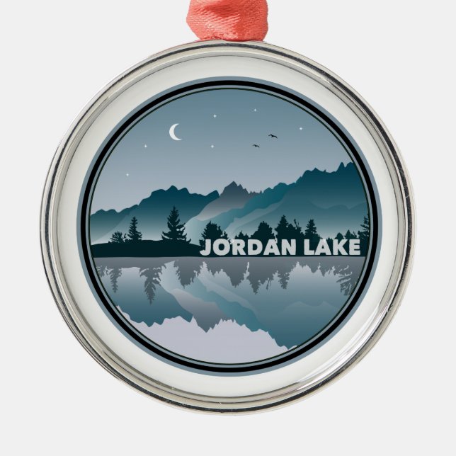 Jordan Lake North Carolina Reflection Metal Tree Decoration (Front)