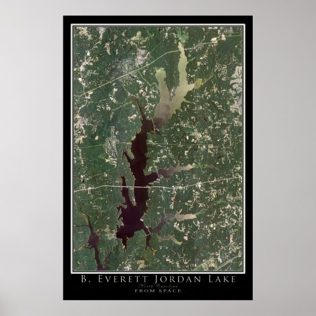 Jordan Lake North Carolina Satellite Poster Map (Front)