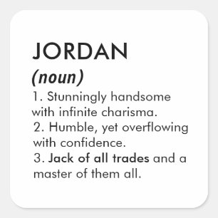 Jordan name, Editable name, Custom name Square Sticker