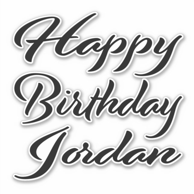 Jordan Name First Name black Sticker Birthday (Front)