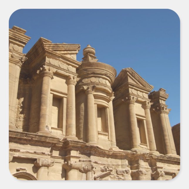 Jordan, Petra, The Monastery, Al Deir. 2 Square Sticker (Front)