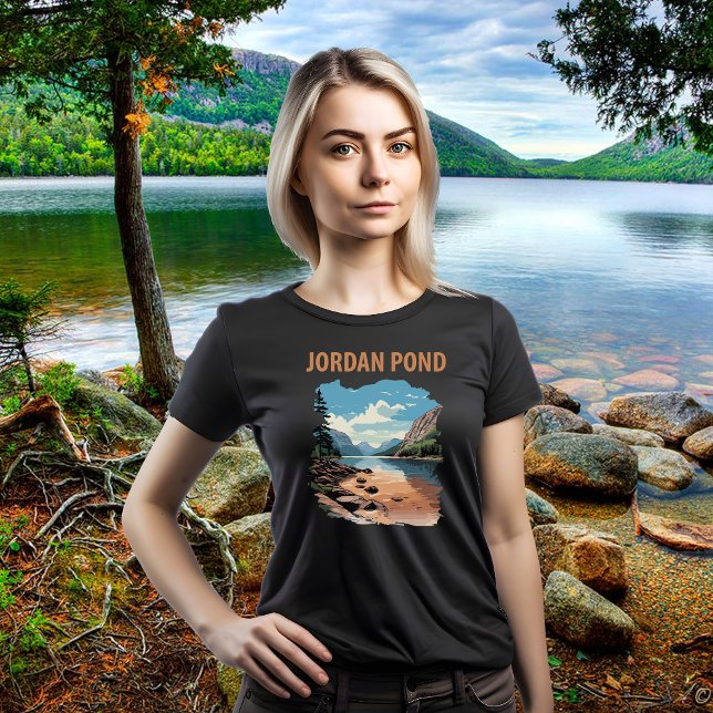 Jordan Pond T-Shirt (Jordan Pond, Black t-shirt for women)