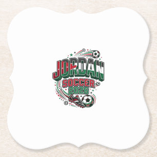 Jordan Soccer 2026 Soccer Bold Country Typography  Paper Coaster