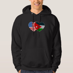 Jordan &USA Flag Twin Heart for Jordanian American Hoodie