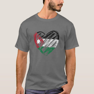 Jordanian Flag Heart In Hand Drawing For Jordanian T-Shirt