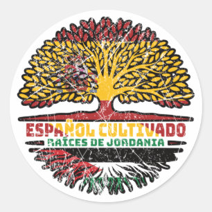 Jordanian Jordan Spain Spanish Tree Roots Flag Classic Round Sticker