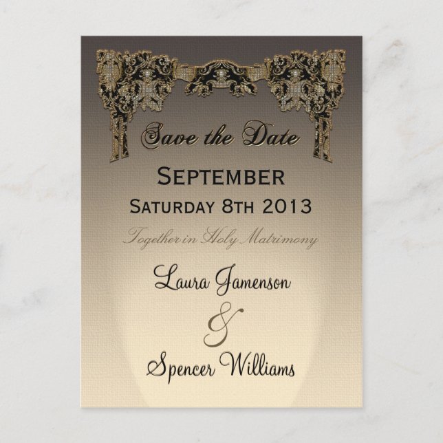 Jordey Sepia Wedding Reminder Postcard (Front)