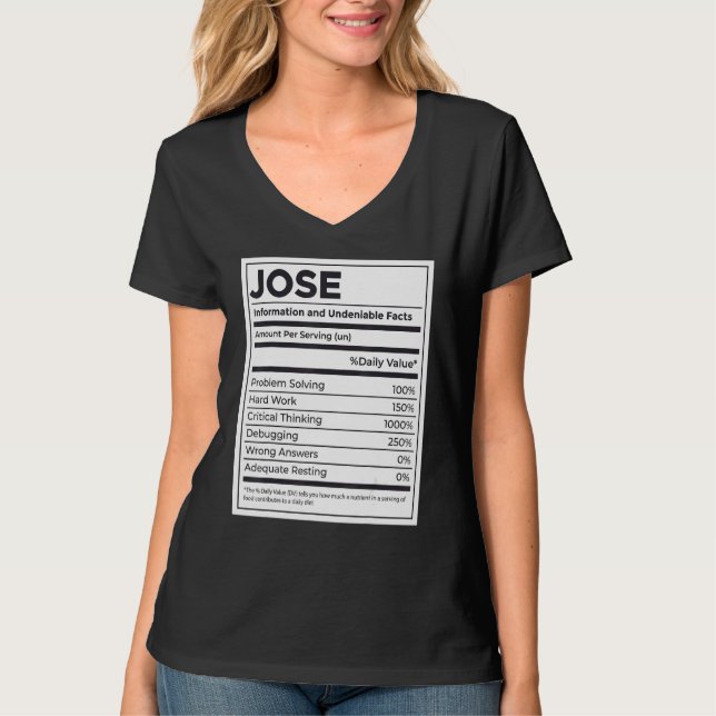 Jose Nutrition Information Problem Solving Hard Wo T-Shirt (Front)
