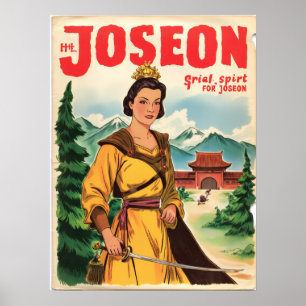Joseon Female Warrior Art – Korean Historical Poster