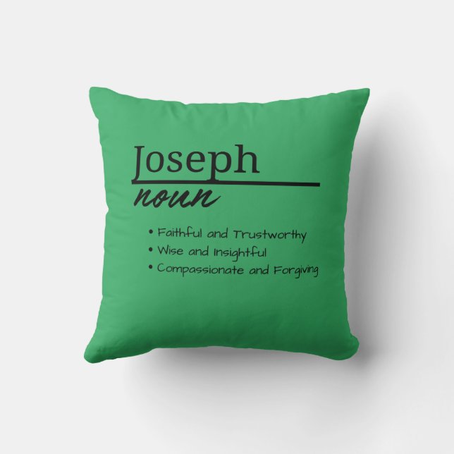 Joseph, Boy Personalised Name Definition Cushion (Back)