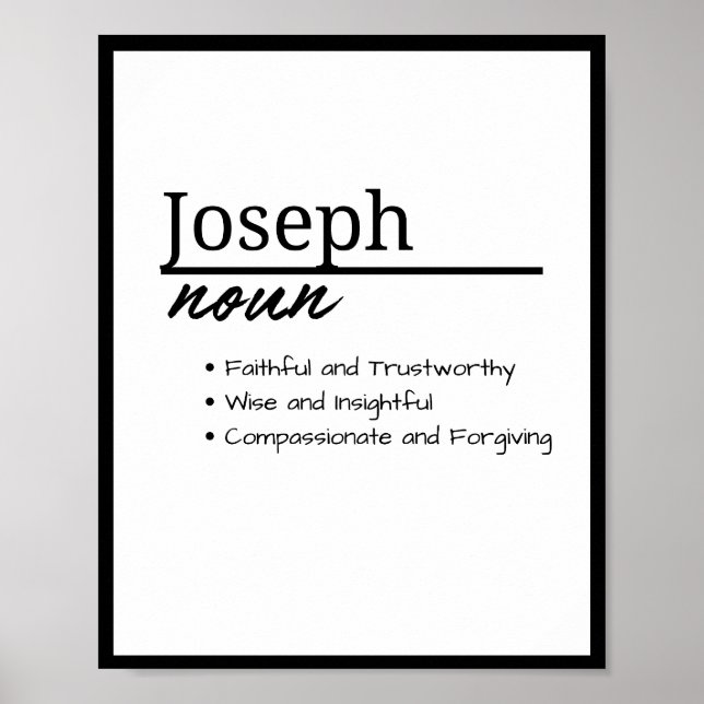 Joseph, Boy Personalised Name Definition Poster (Front)