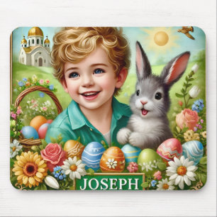 JOSEPH ~ Easter Bunny Eggs Flowers ~ Mouse Pad