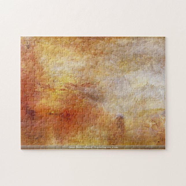 Joseph Mallord Turner - Sun setting over a lake Jigsaw Puzzle (Horizontal)