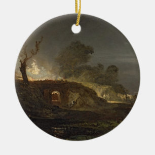 Joseph Mallord William Turner A Lime Kiln at Coa Ceramic Tree Decoration