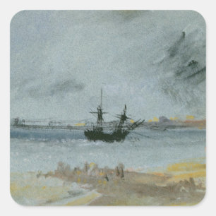 Joseph Mallord William Turner   Ship Aground, Brig Square Sticker