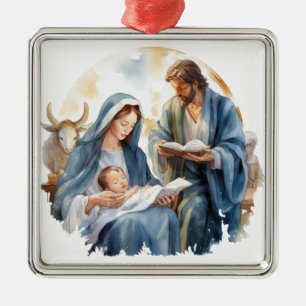JOSEPH MARY BABY JESUS CHRISTMAS RELIGIOUS METAL TREE DECORATION