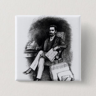 Joseph Pulitzer  from 'The Curio', 1887 15 Cm Square Badge