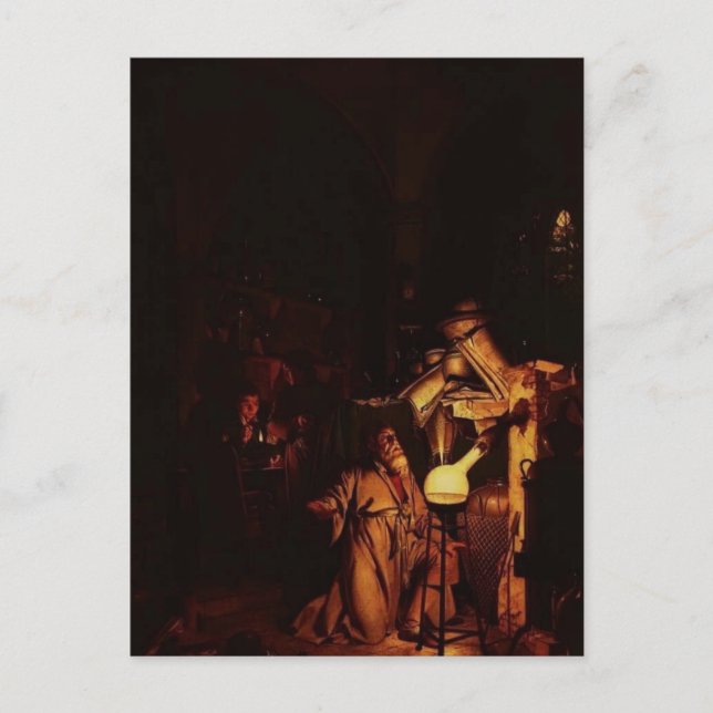 Joseph Wright-The Alchemist Discovering Phosphorus Postcard (Front)