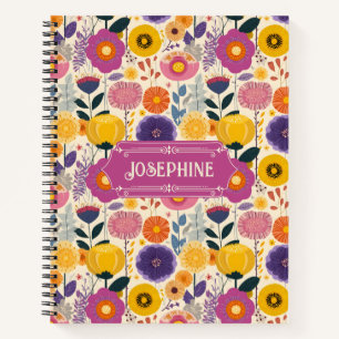Josephine Colourful Purple and Yellow Modern Flora Notebook