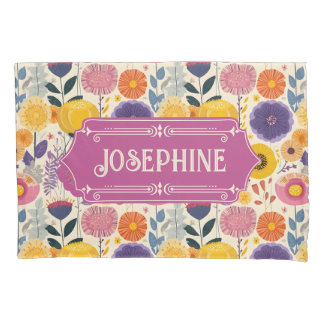 Josephine Colourful Purple and Yellow Modern Flora Pillowcase