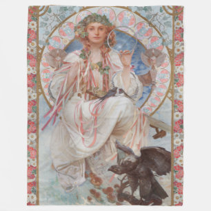 Josephine Crane Bradley as Lavia by Alphonse Mucha Fleece Blanket