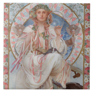 Josephine Crane Bradley as Lavia by Alphonse Mucha Tile