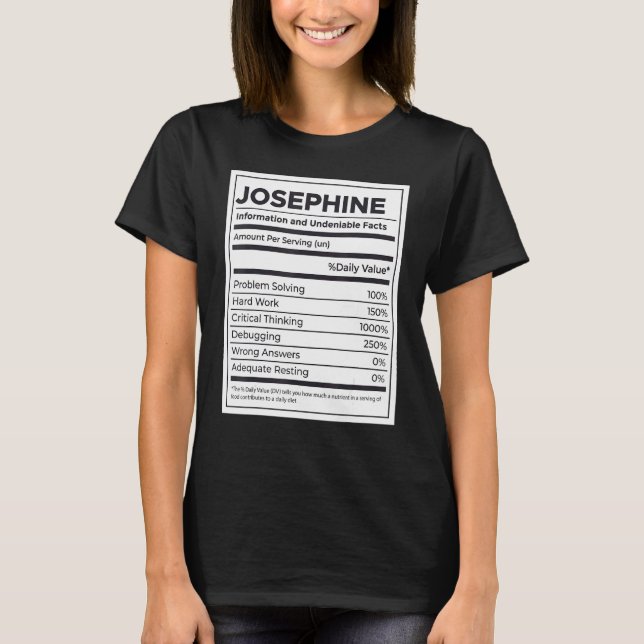 Josephine Nutrition Information  Problem Solving H T-Shirt (Front)