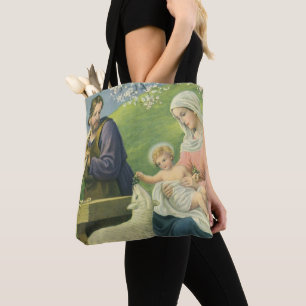 Joseph's Workshop with Mary and Baby Jesus Tote Bag
