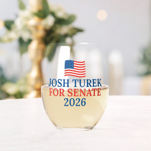 Josh Turek for Senate 2026 Election Party Stemless Wine Glass
