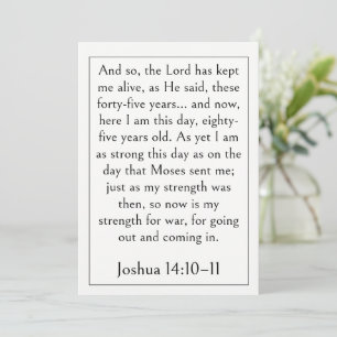 Joshua 14:10-11 Bible Verse, Senior's Scripture, Invitation