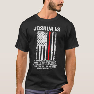 Joshua 19 American US Flag Firefighter Cross Chris T-Shirt