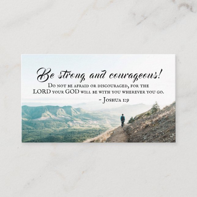 Joshua 1:9 Be Strong and Courageous Bible Verse Business Card (Front)