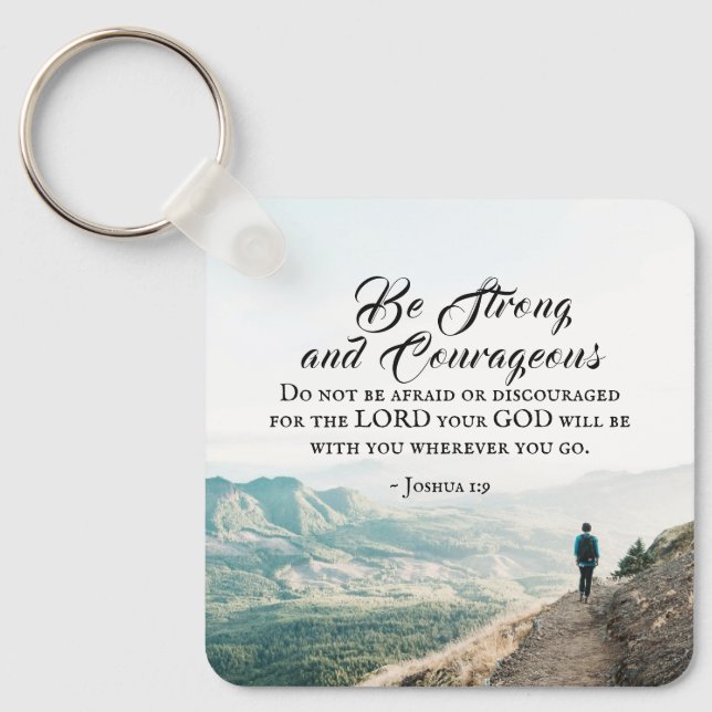 Joshua 1:9 Be Strong and Courageous Bible Verse Key Ring (Front)