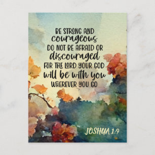 Joshua 1:9 Be Strong and Courageous Watercolor Postcard