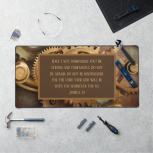 Joshua 1:9 Desk Mat Bible Verse Gears