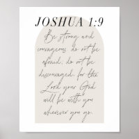 Joshua 1:9 Minimal Boho Beige Arch Script
