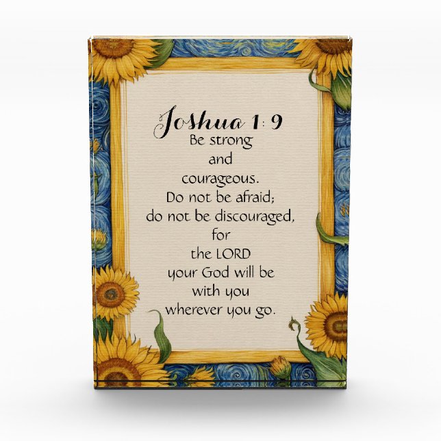 Joshua 1:9 NIV Bible Verse Art Photo Block (Front)