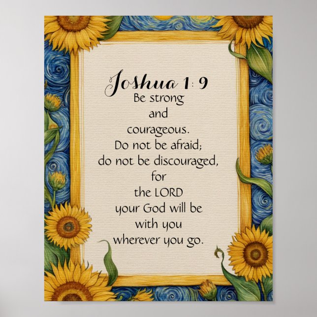 Joshua 1:9 NIV Bible Verse Art Poster (Front)