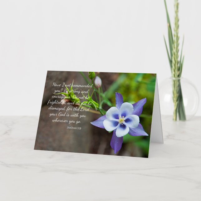 Joshua 1:9 Purple Columbine Flower Blank Greeting  (Front)