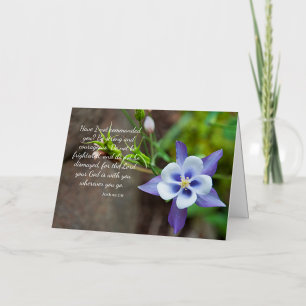 Joshua 1:9 Purple Columbine Flower Blank Greeting