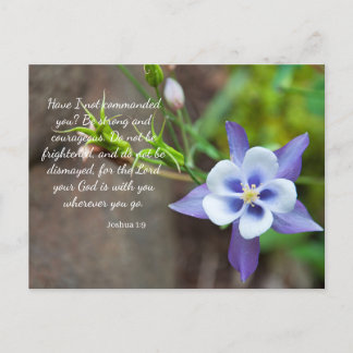 Joshua 1:9 Purple Columbine Flower Postcard