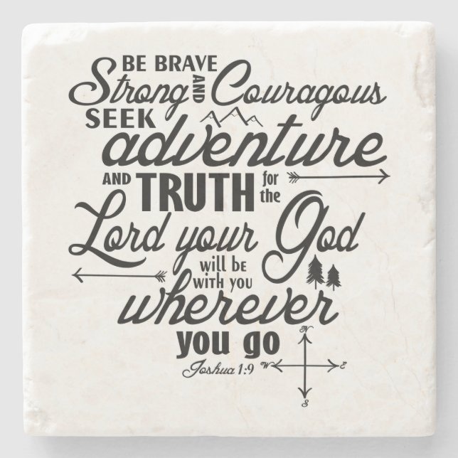 Joshua 1:9 Stone Coaster Tiles (Front)