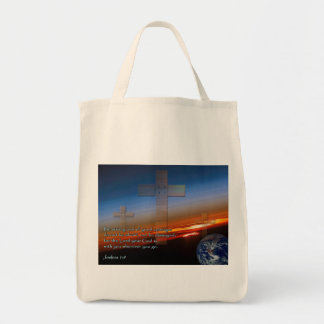 Joshua 1:9 Sunset Crosses Tote Bag