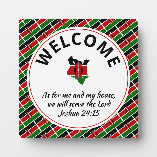 Joshua 24:15 As For Me And My House KENYA Welcome Plaque (Front)