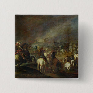 Joshua at the walls of Jericho 15 Cm Square Badge