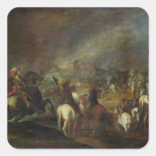 Joshua at the walls of Jericho Square Sticker (Front)