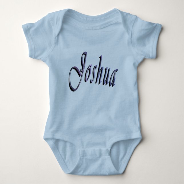 Joshua, Boys Name,  Babys Blue Body Suit Baby Bodysuit (Front)